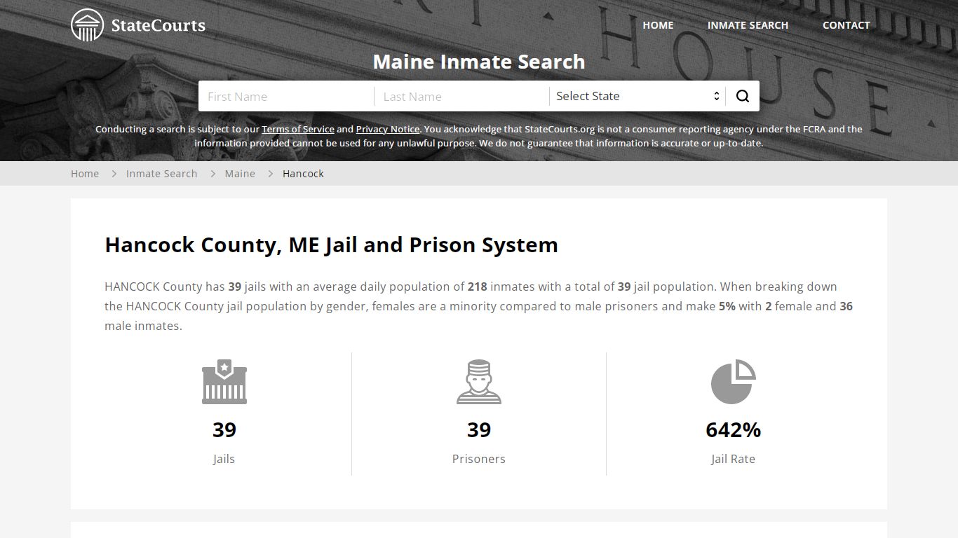 Hancock County, ME Inmate Search - StateCourts